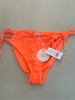 NWT PQ  Womens Swim Mango Tango
Tie Side Bikini Bottoms Full
Coverage Size L